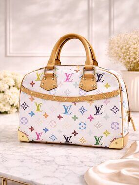 Authentic Louis Vuitton Trouville Multicolor Monogram Canvas Satchel Handbag